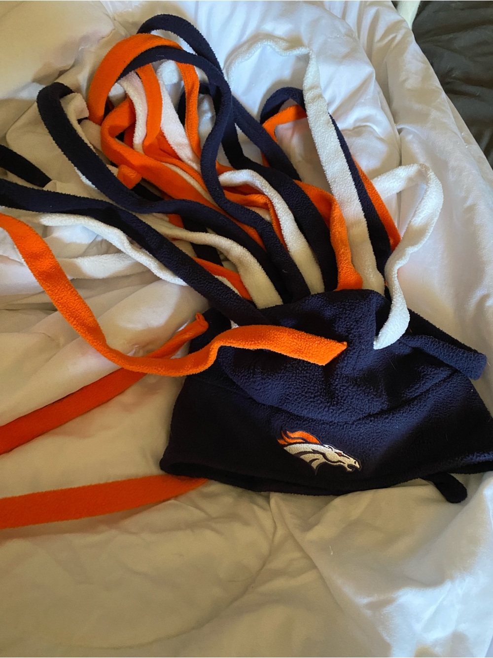 Reebok NFL bronco Team Apparel Navy Beanie with Orange Accents